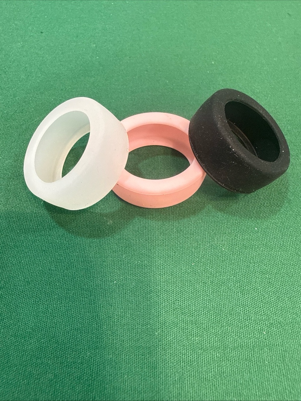 Silicone Ring Set - Pink, White & Black - Women Accessories 71D